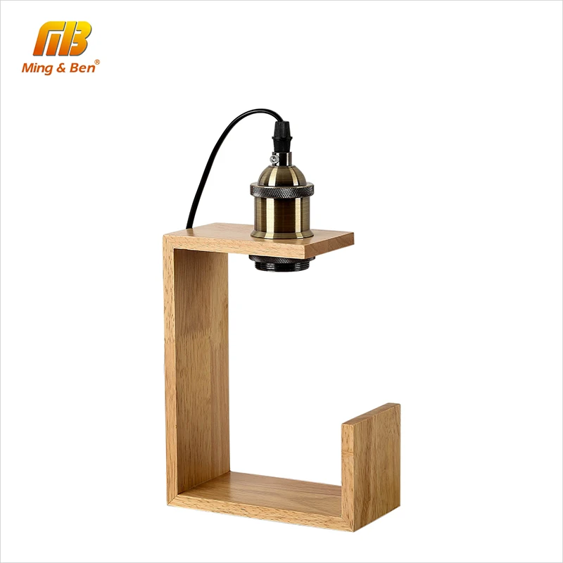 MingBen Modern Table Lamp Wooden Desk Lamp Book Lights Desk Night Light E27 Holder Mini Retro ...