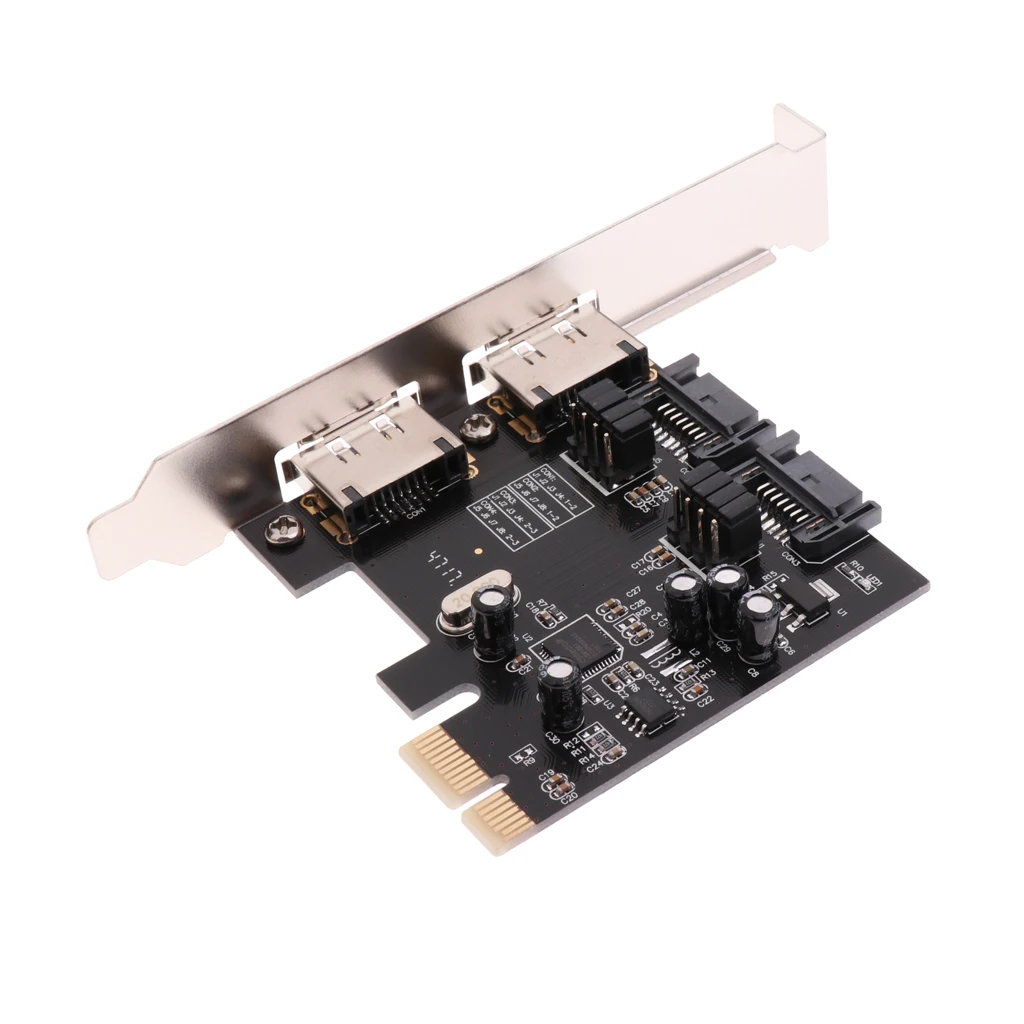 Dovewill Desktops PCIE to 2xSATA3.0 /2x ESATA 6Gbps Expansion Controller Adapter Card