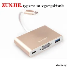 

ZunJie USB 3.1 Type-C To VGA USB 3.0 USB-C dp adapter converter cable 3-in-1 for new macbook pro macbook(USB-C based)