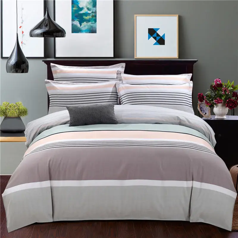 Multicolored Stripes Bedding Set Skin Affinity Sanding Bed Set