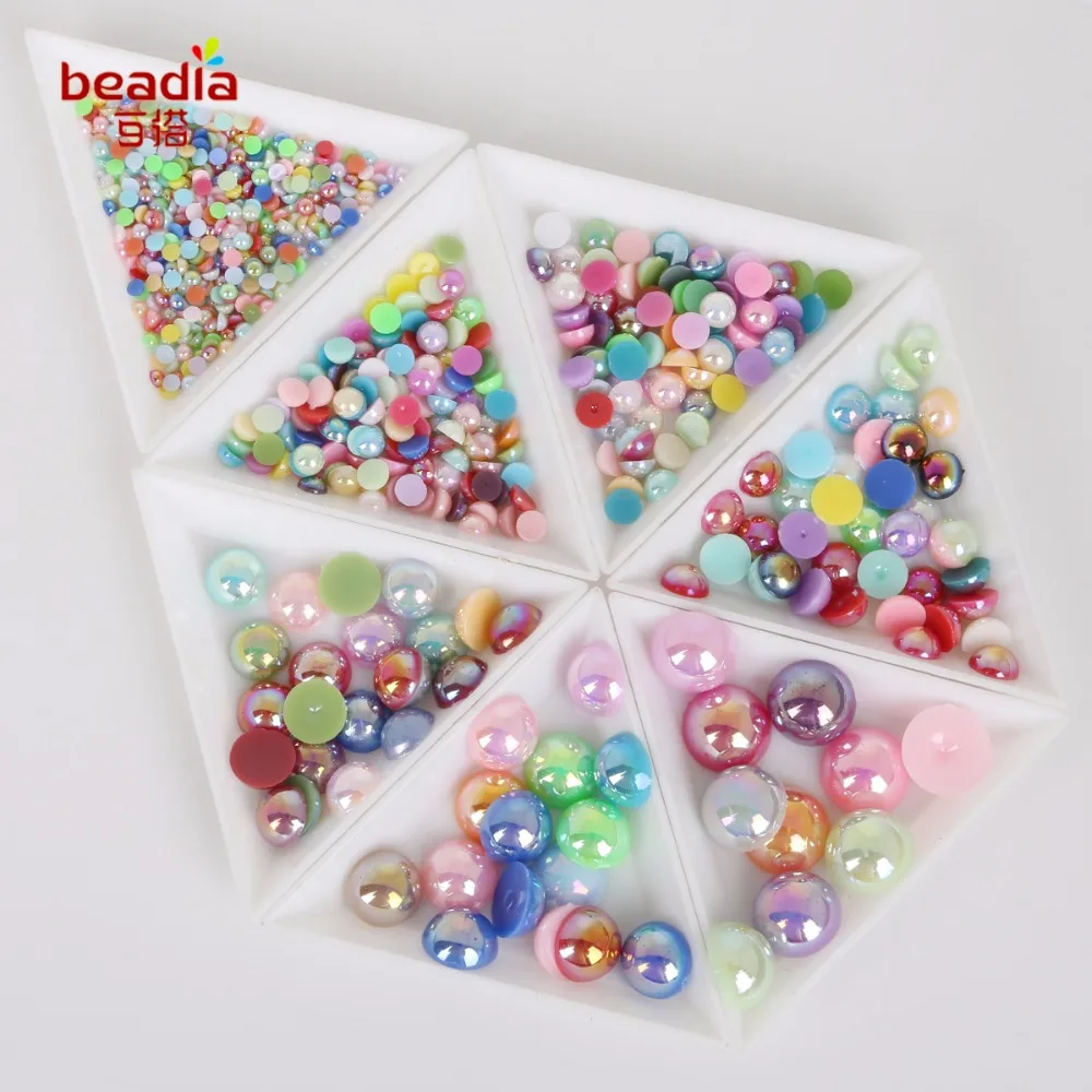 

Mixed color ABS Colors Imitation Pearl Half Round Flat back For DIY Craft Jewelry Making
