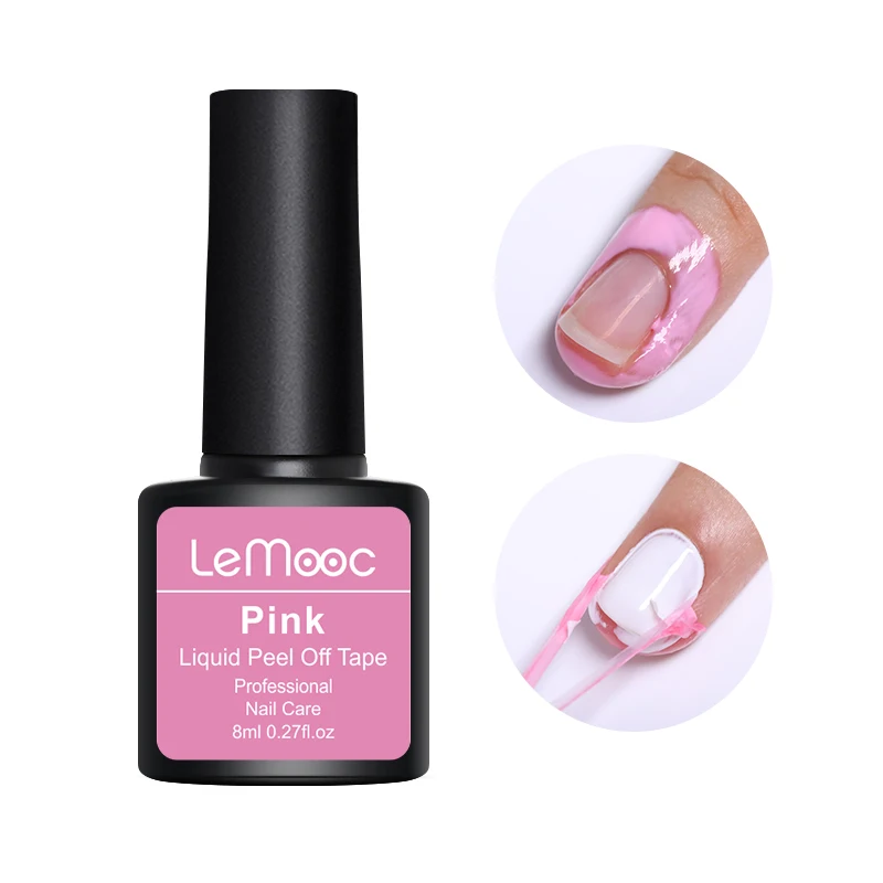 Lemooc 8ml Anti freezing Peel Off Nail Art Latex Cuticle Guard pink Cuticle Protector Nail