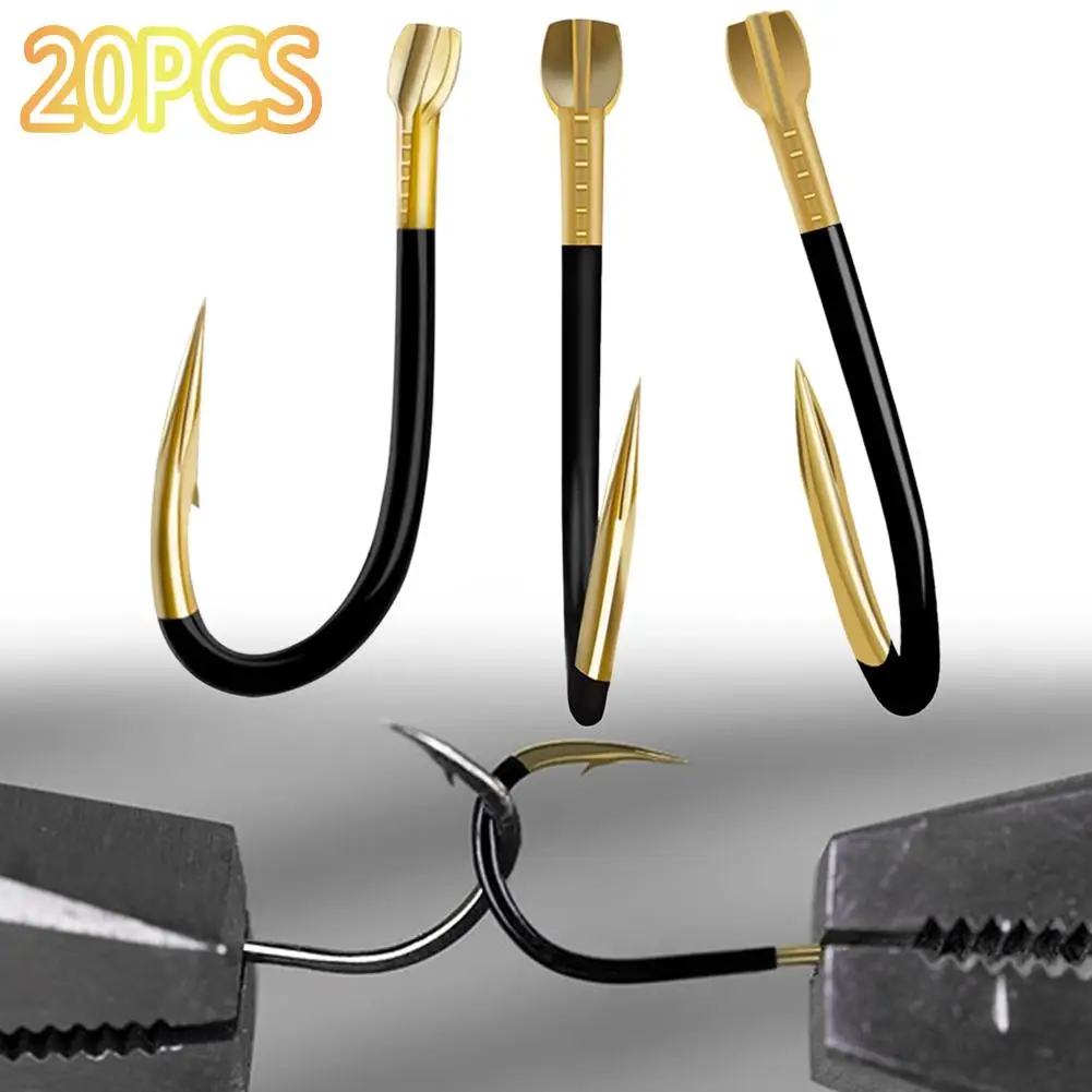 

20Pcs Titanium Alloy Fishing Barbed Hook Worm Bait Holder Fish Tackle Tools