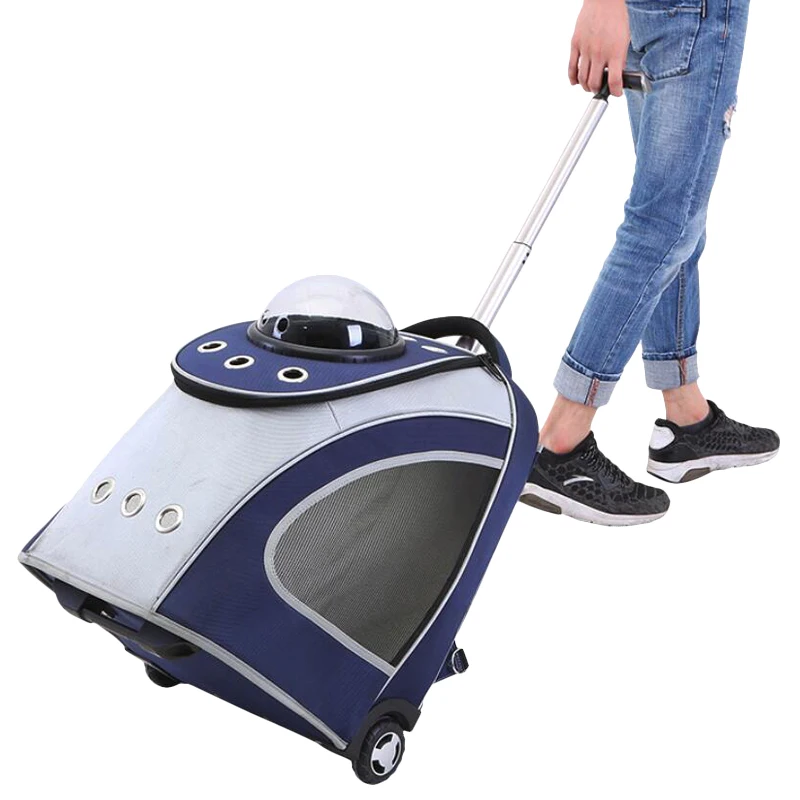 Small Pet Wheel Carrier Dog Cat Portable Strollers Backpack Breathable Puppy Roller Luggage