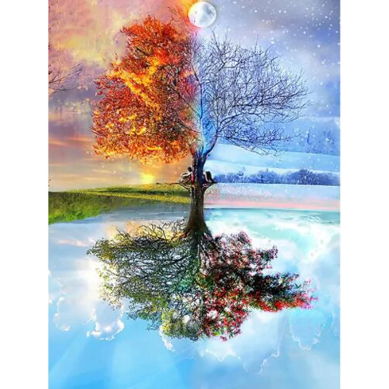 Full DIY 5D Diamond Painting Seasons Tree Cross Stitch Diamond Embroidery Patterns rhinestones Diamond Mosaic YY