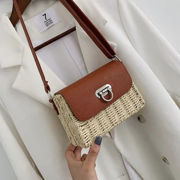 

Summer Beach Bag Designer Mini Women Shoulder Bag Handbags Made Exquisiteness Straw Bags Woven Flap Sweet Ladies Messenger Bags