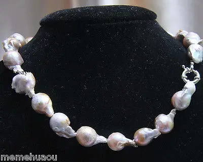 

FREE SHIPPING>@@> Hot sale &>>Elegant Fashion 12-16mm South Baroque Lavender Akoya Pearl Necklace 18