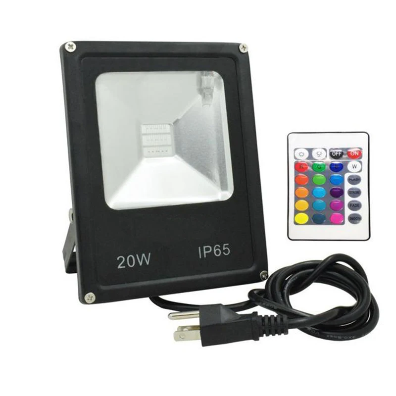 

RGB Led Flood Light 50W 30W 20W 10W 110V 220V Remote Control Projecteur Led Exterieur Outdoor Landscaping Lights With EU Plug