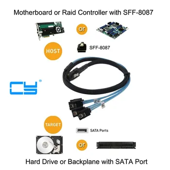 

1pcs/lot Mini SAS SFF-8087 4i 36P SFF 8087 to 7P SATA * 4 With Latch Cable 50cm