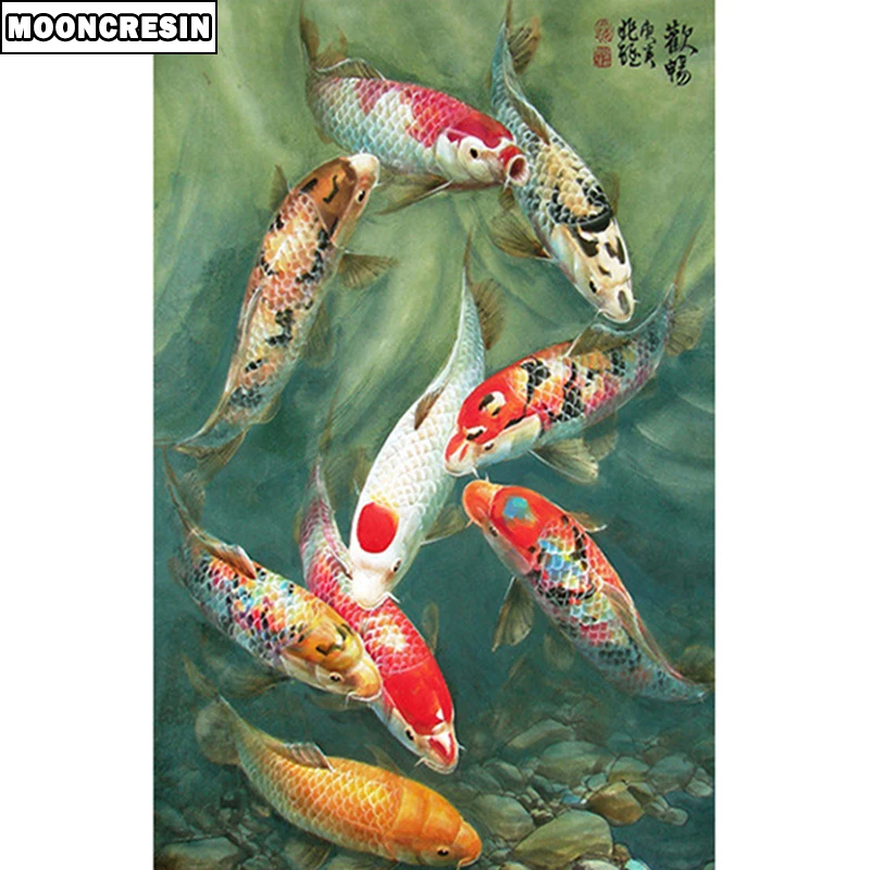 

Full Square 5D Diy Diamond Painting Carp Diamond Embroidery Cross Stitch Rhinestones Fish Diamond Mosaic Picture Home Decoration