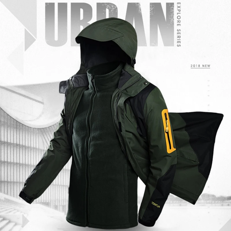

Oversized Men Winter Waterproof Fishing Thermal Warm Plus Size Trekking Hiking Camping Skiing Climbing 3 in 1 Outdoor Jacket 5XL