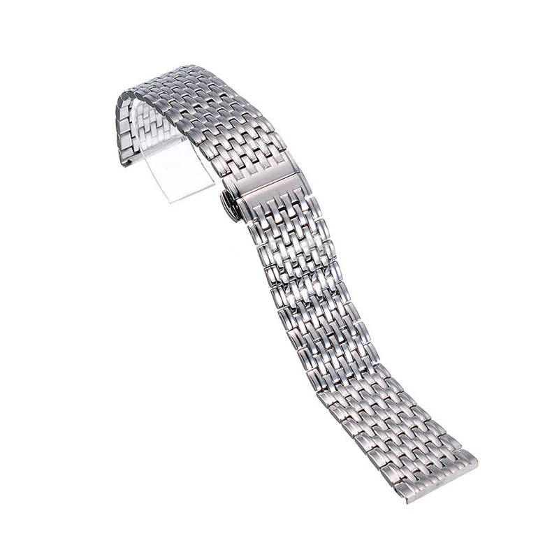 20 22mm Stainless Steel Wrist Watch Band Strap Silver Rose Gold Double Butterfly Clasp Buckle Bracelet For Men Women Relojes