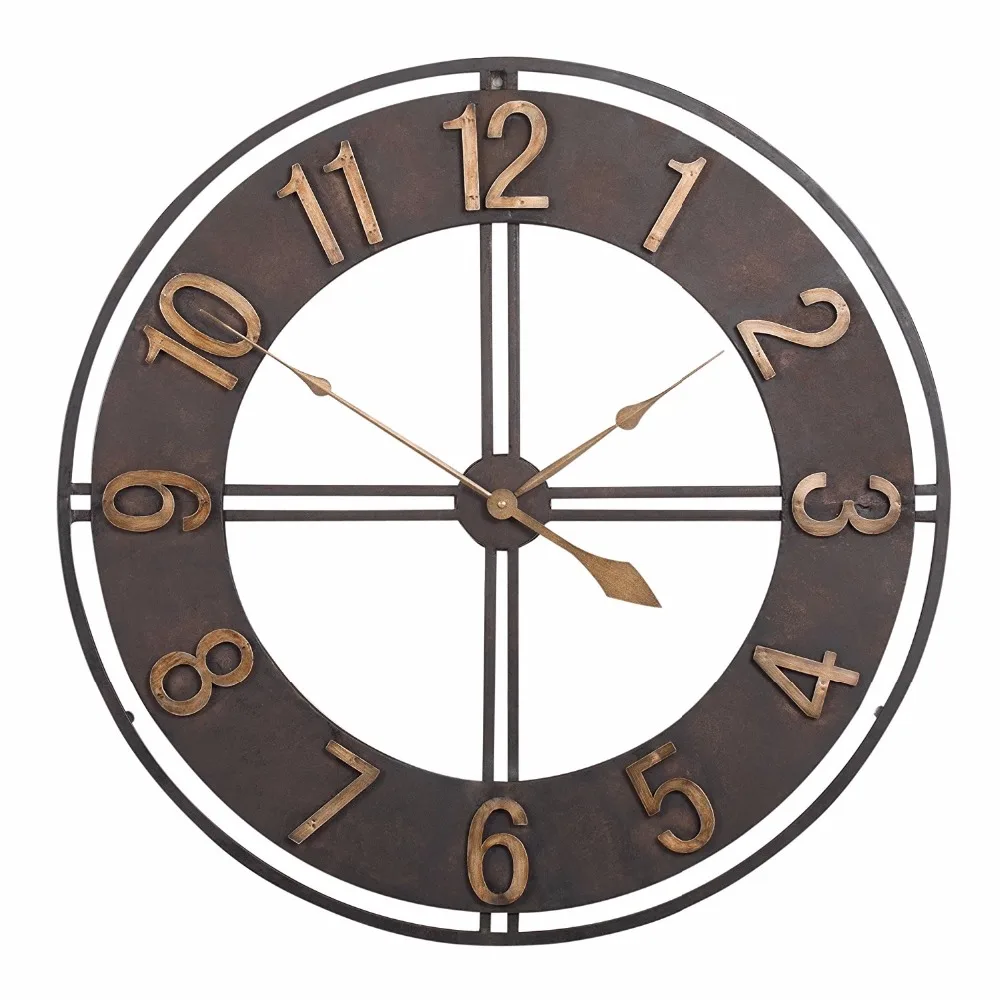 

23" Noiseless Silent Gear Wall Clock Vintage Retro Iron Metal Wall Clock
