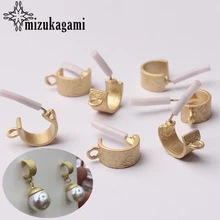 Zinc Alloy Golden Round Semicircle Shape Base Earrings Connector 12MM 6pcs/lot  For DIY Drop Earrings Making Accessories