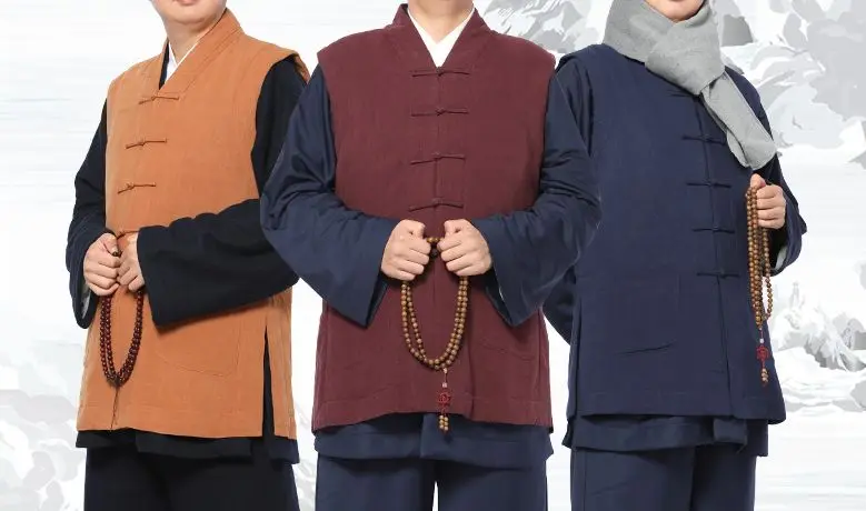 

unisex cotton&linen warm buddhism coat shaolin monk suits kung fu clothing buddhist meditation vest zen lay suits