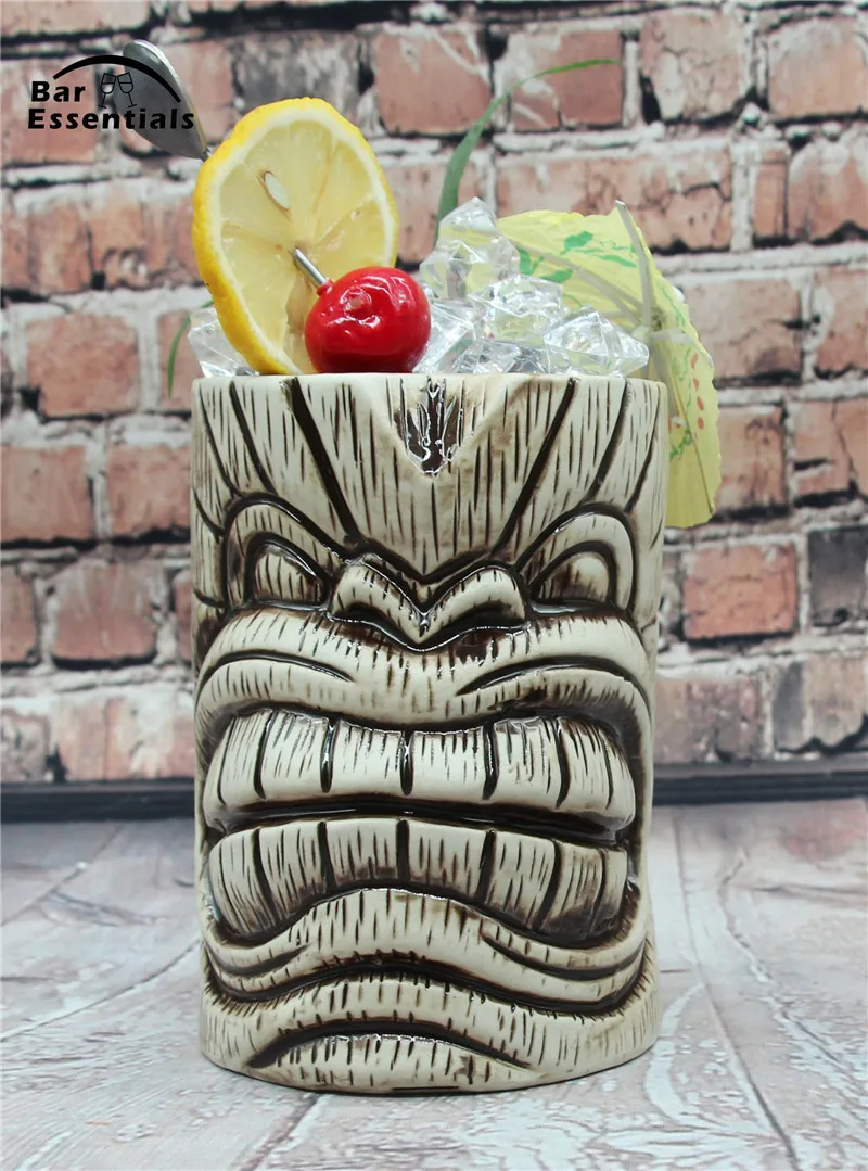 Tiki кружки, кружка для коктейлей, пива, напитков, кружка для вина, керамическая бамбуковая кружка с листьями, Tiki кружка, 450 мл, инструмент для бара