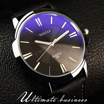 

332 Top Brand Quartz Watch Men Fashion Business Leather Wristwatch Male Gift