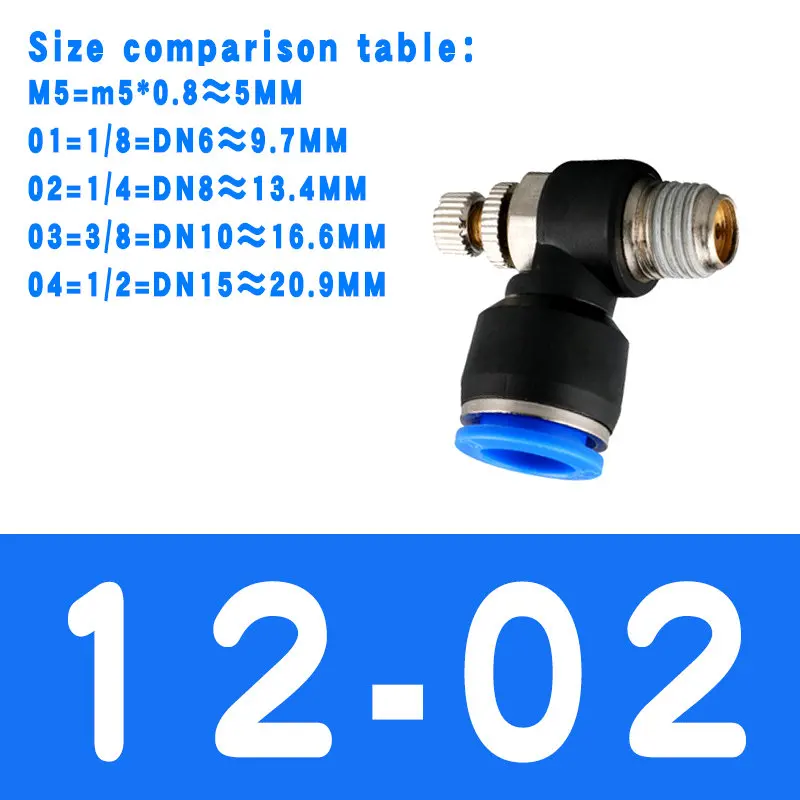 Пневматический регулятор скорости потока 8 мм 6 мм 10 мм 12 мм OD шланг трубки 1/" 1/8" 3/" 1/2" BSP Мужской газовый воздушный поток предельный клапан Быстрый фитинг - Цвет: SL12-02