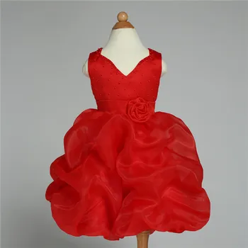 

Red Formal Flower Girl Dress Pink V-neck Wedding Princess Vestidos Kids Clothes For Girls Of 8 10 12 Years Old AKF164067