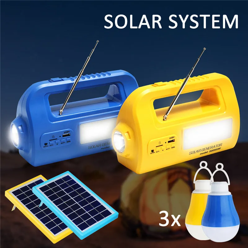 

Mising Portable Rechargable Solar Emergency Generator Lighting System USB Charger Power Bank Outdoor Camping Lamp