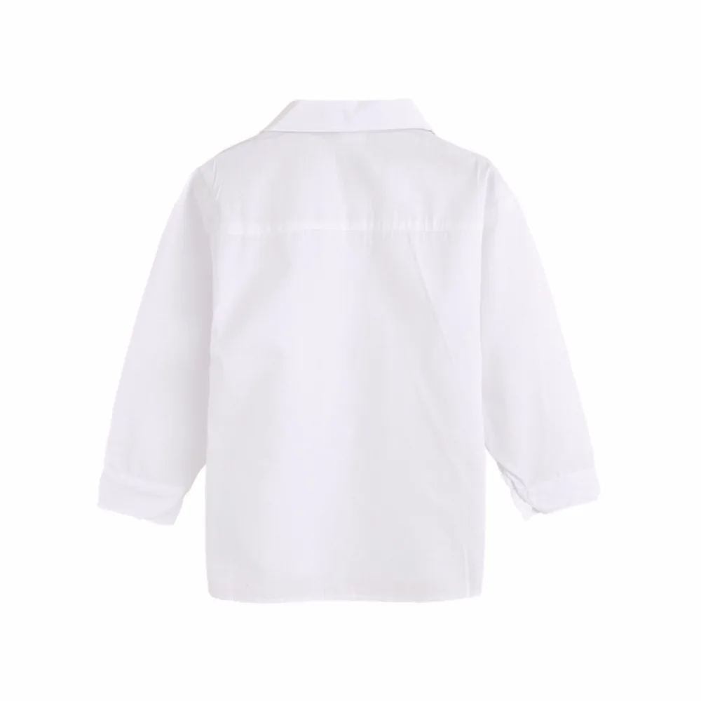 Детские белые рубашки с длинными рукавами для маленьких мальчиков Формальная рубашка с отворотами на пуговицах Топы
