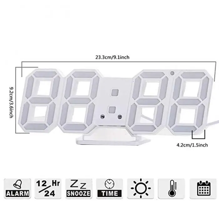 Современный цифровой 3D светодиодный настенный будильник часы повтора с 12/24 часом отображения даты времени Цельсия ночник для гостиной
