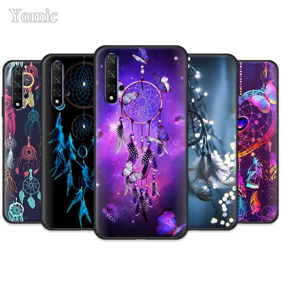 

Black Silicone Case for Huawei Honor 20 Pro 9 10 20 Lite 7A 7C 7S 8A Pro 8X 8C 8S View 20 The dream catcher mandala Cases Coque