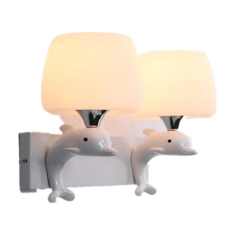 

BOKT Nordic LED Wall Lights Creative Cartoon Dolphin Bedroom Reading Sconce Wall Mounted Children Room Lighting
