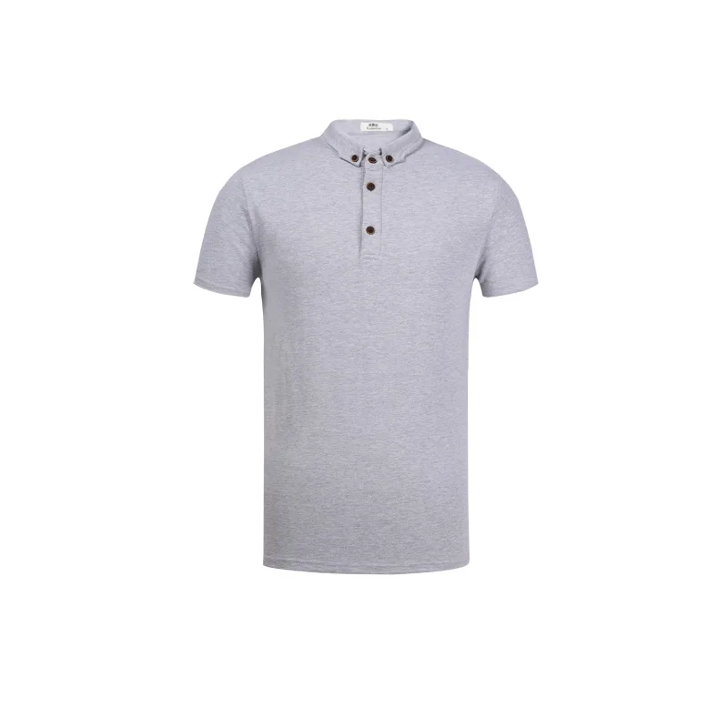 Enjeolon брендовая Летняя мужская Повседневная рубашка-поло с коротким рукавом рубашки поло однотонные черные Большие размеры 3XL женские блузки T1649 - Цвет: French grey