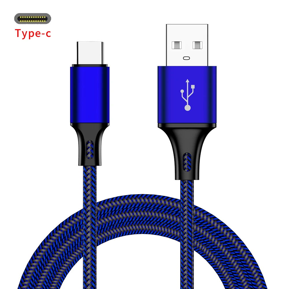 Usb type-C кабель для передачи данных кабель для Xiaomi mi 9 Красный mi Note 7 samsung S8 S9 USB C Быстрая зарядка Android мобильный телефон тип-c кабели - Color: Blue