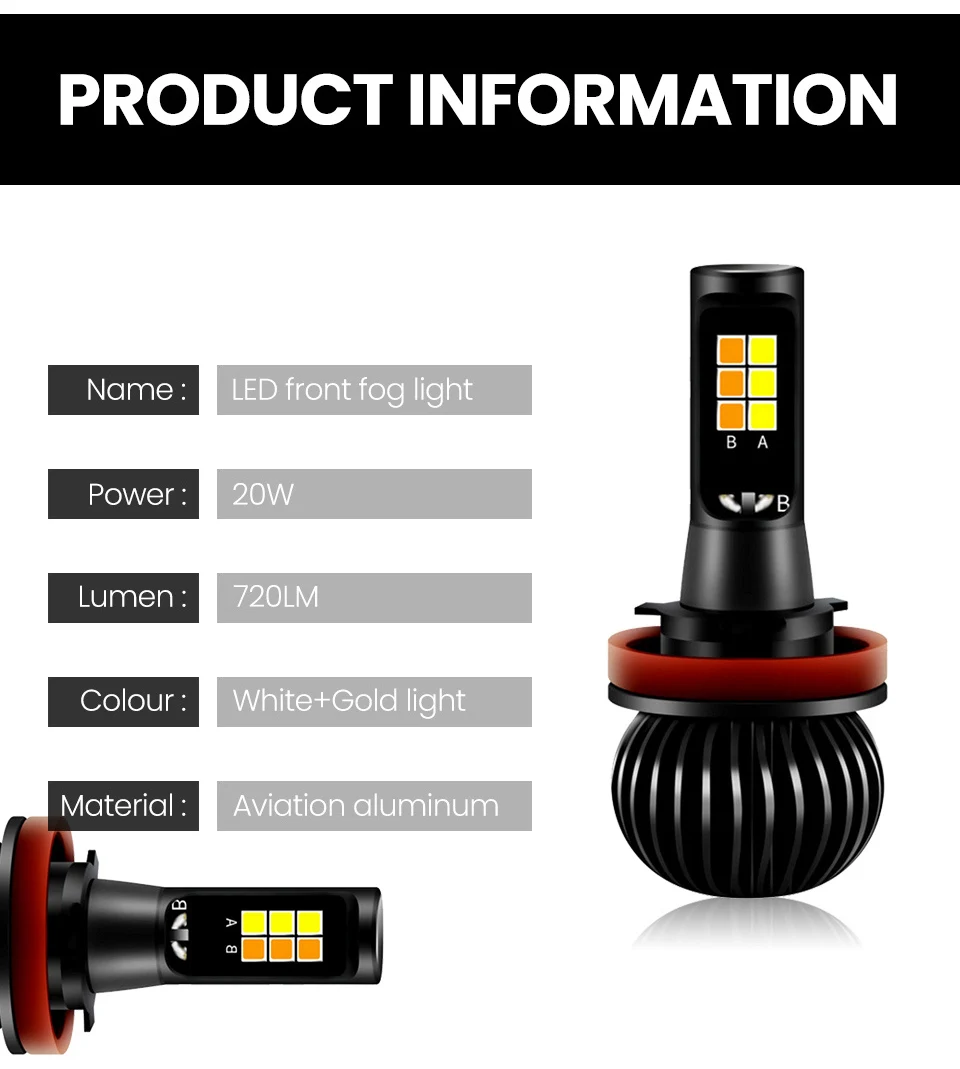 Zarpooz противотуманных фар 12 V-24 V 72 W фары для H4 светодиодный H7 светодиодный H1 H3 H4 H7 H8 H10 H27 HB4 лампы для передних автомобильных 2x светодиодный BulbYellow и белый Цвета противотуманных фар