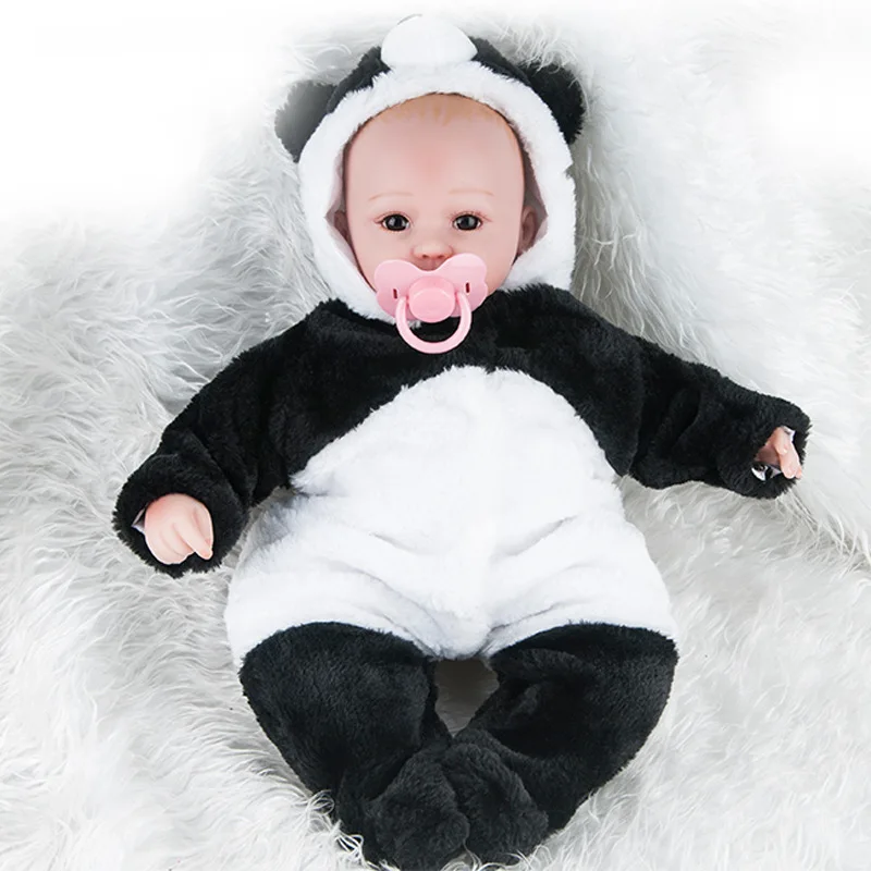 

45cm lifelike reborn baby doll vinyl silicone soft real touch cotton body panda newborn girls and boy doll kids Birthday