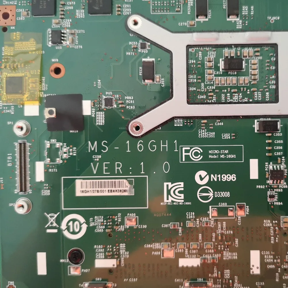Для MSI GE60 GP60 Материнская плата ноутбука MS-16GH1 VER: 1,0 с SR1Q0 i5-4210H cpu DDR3L N15S-GT-B-A2 тестирование Быстрая