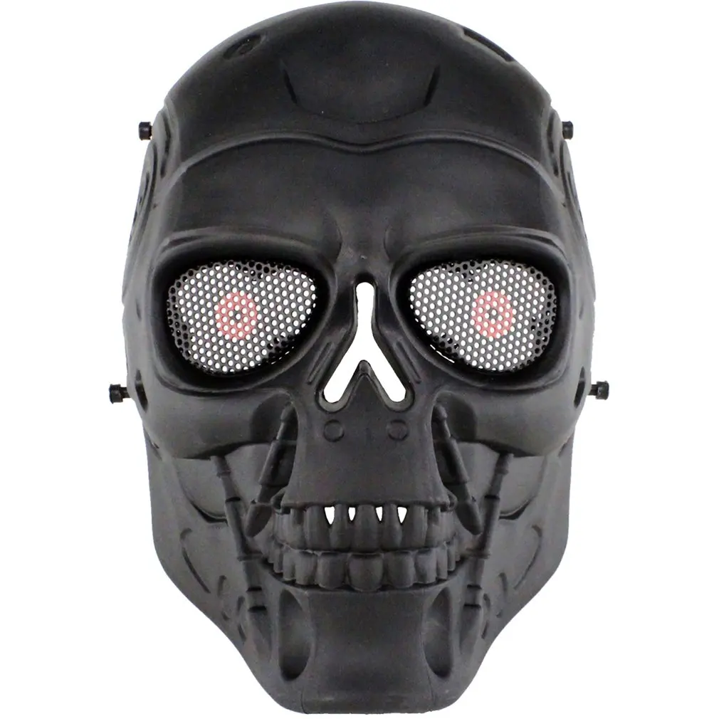 

Terminator Airsoft Skull Mask Full Face Skeleton Safety Silver Steel Wargame Army Field Game Halloween Party Movie Prop