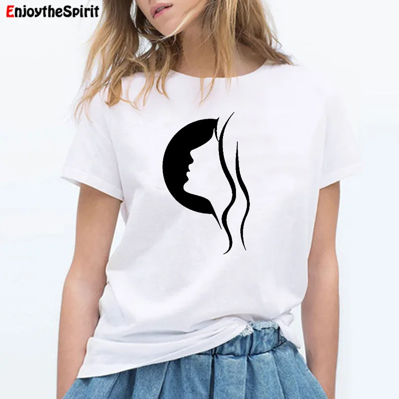 

EnjoytheSpirit 100% Cotton T Shirt Print Gril Graphic Summer Fashion T-shirt Plus Size 2019 White Women Tshirt Loose Fit Clothes