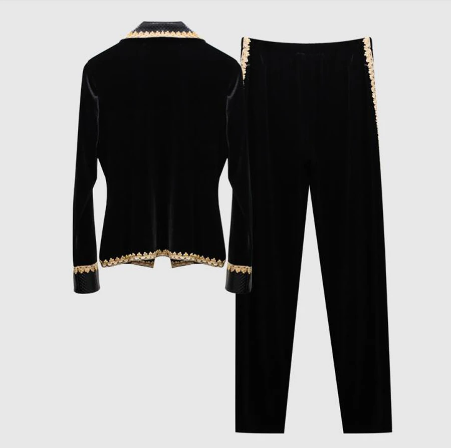 KoHuiJoo 2018 Spring New Vintage Velvet Pant Suits for Women Slim Casual Velvet Blazer Pants Suit Sets 2 piece Clothing Set KoHuiJoo 2018 Spring New Vintage Velvet Pant Suits for Women Slim Casual Velvet Blazer Pants Suit Sets 2 piece Clothing Set