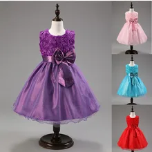 Princesse robe 6 couleurs party girl robe d’été robe Arc elbise de mariage fleur enfants vêtements robe de festa infantil menina