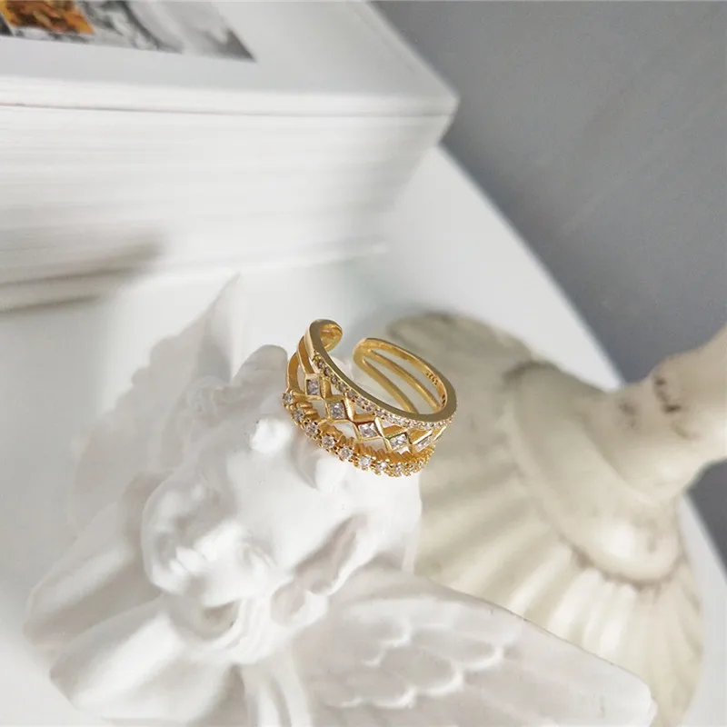 CosFecit Sterling Silver Ring 925 Real Women 3 Layer Zircon Rings 925 Sterling Silver Gold Color Fine Jewelry Silver 925 RS127 (6)