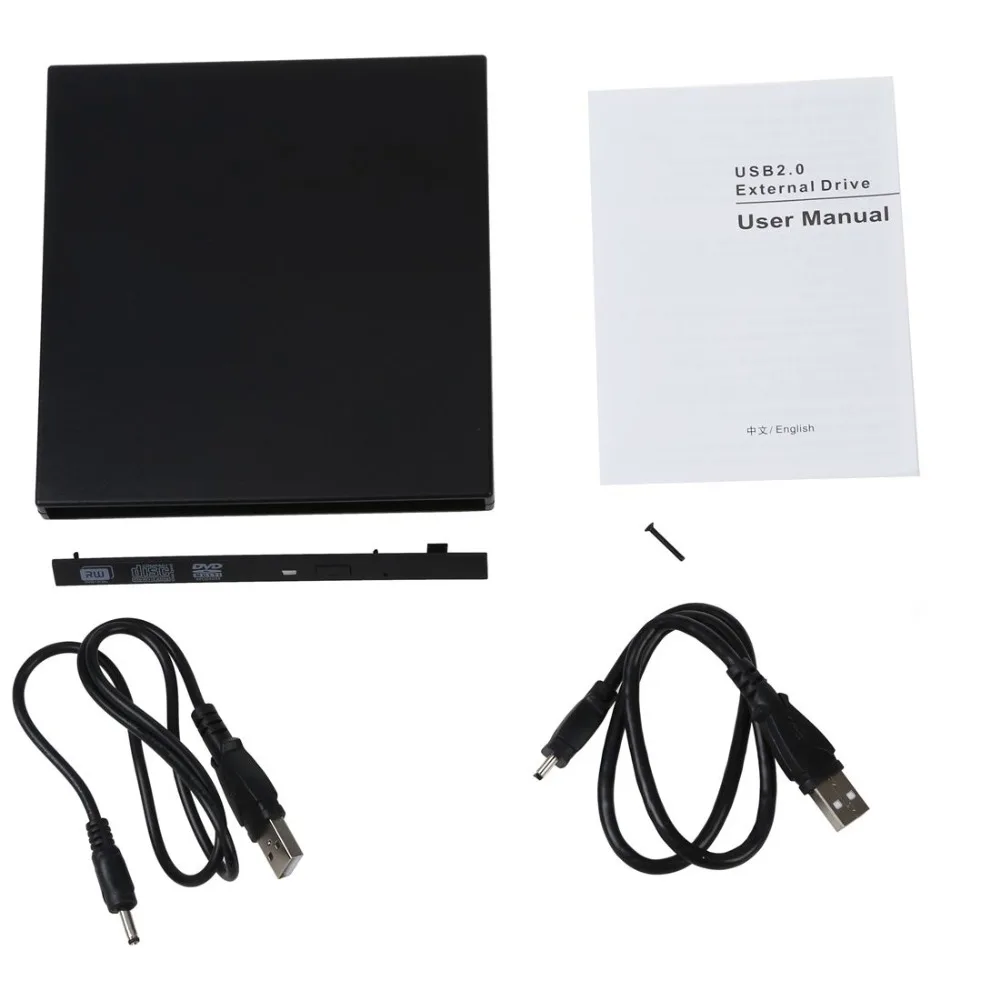 External USB2.0 Slim Case Enclosure For 9.5mm SATA Laptop Tray CD DVD