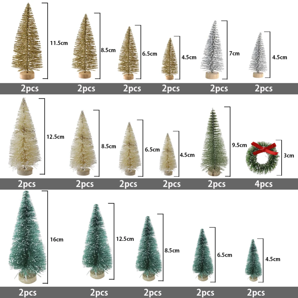 36 шт. Маленькая DIY Рождественская елка искусственная сосна дерево мини щетка для бутылок из сизаля Рождественская елка Санта, снег, мороз деревенский дом