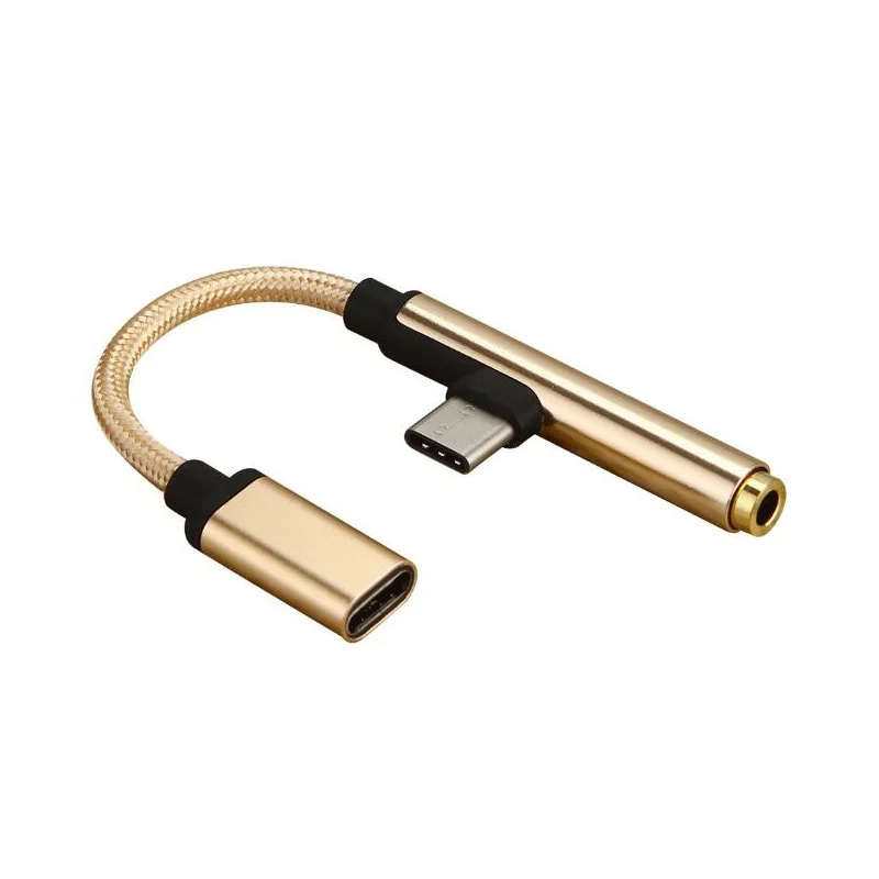 

2in1 Type-C To USB-C 3.5mm Jack Headphone Charger Adapter Cable Aux Earphone Cable Adapter for Huawei P20 Xiaomi