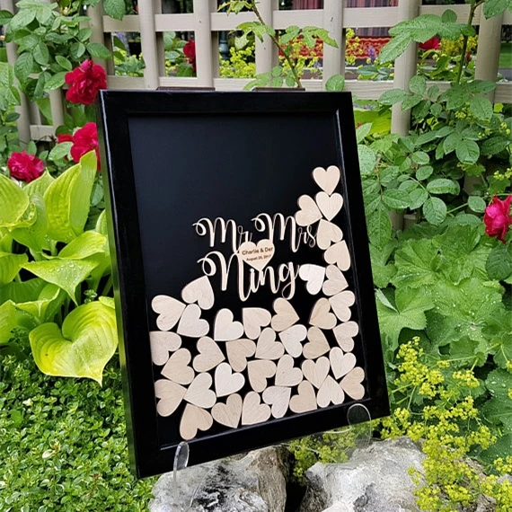 Personalized names Wedding Guest Book,Wood Guestbook Alternative,Custom Heart Guest Book Frame,Rustic Drop Box Wedding Decor