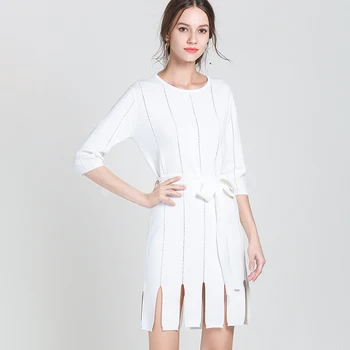

skinny sweater dress women Elegant split pull knit winter autumn sweater dress