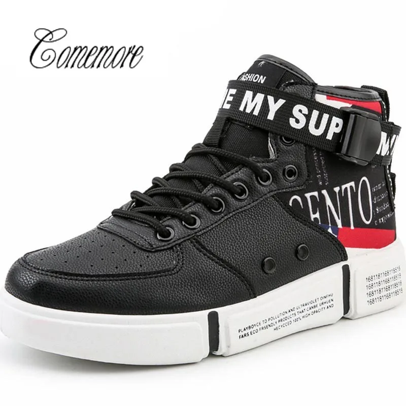 Comemore High Top Women's Sports Shoes Sport Womens Tennis Shoes Sneakers PU Leather Running Shoes For Men Women Black Comemore High Top Women's Sports Shoes Sport Womens Tennis Shoes Sneakers PU Leather Running Shoes For Men Women Black