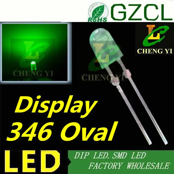 Ultra bright Pure green 3mm oval led Diffused 3mmX4mmX6mm led diode 3.0