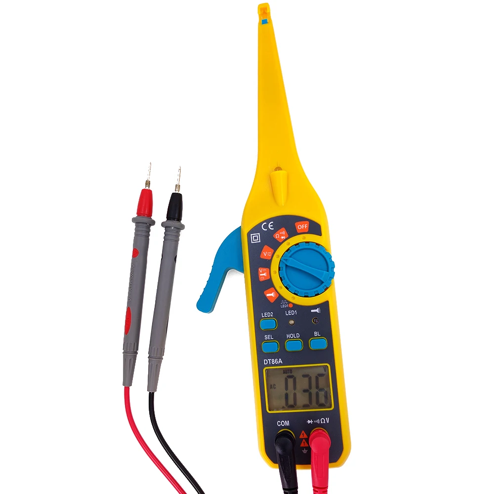 Protmex Vehicle Circuit Tester DT86A Multifunction LCD Display Automotive Car circuit detecting instrument(Yellow