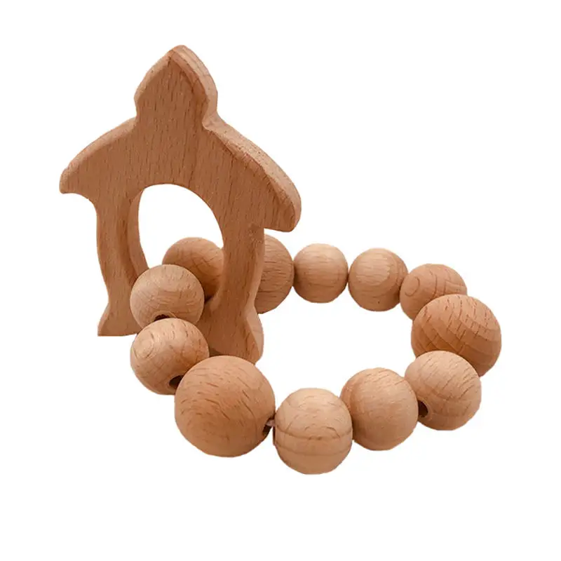 Буковые бусины-прорезыватели, набор колец, необработанный Прорезыватель бука с органический деревянный игрушечный деревянный браслет для животных, детский деревянный прорезыватель, браслет - Цвет: Turtle