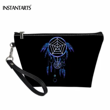 

INSTANTARTS Black Dream Catcher Print Woman Cosmetic Cases Fashion Dreamcatcher Design Lady Makeupbags Travel Pouch Makeup Case