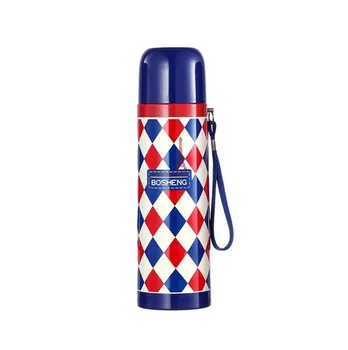 

500ml New Drinkware Stainless Steel Thermos Cups with Colorful Pattern Rope Portable Cute Cup