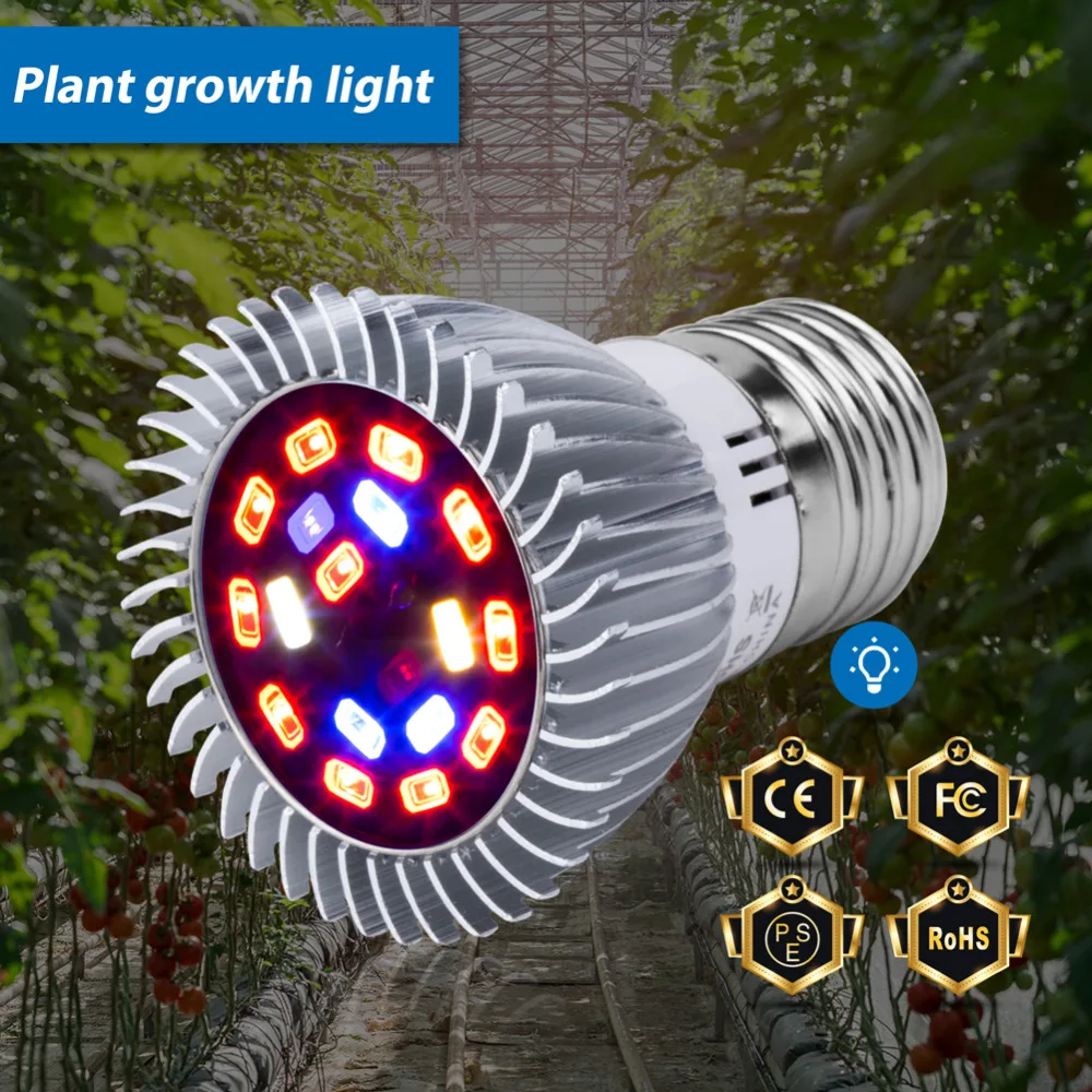 

CanLing E27 Plant Light Led 18W Growing Lamp E14 Full Spectrum Indoor Seedling Light Fito Bulb LED 28W Phyto Lamp for Grow Tent